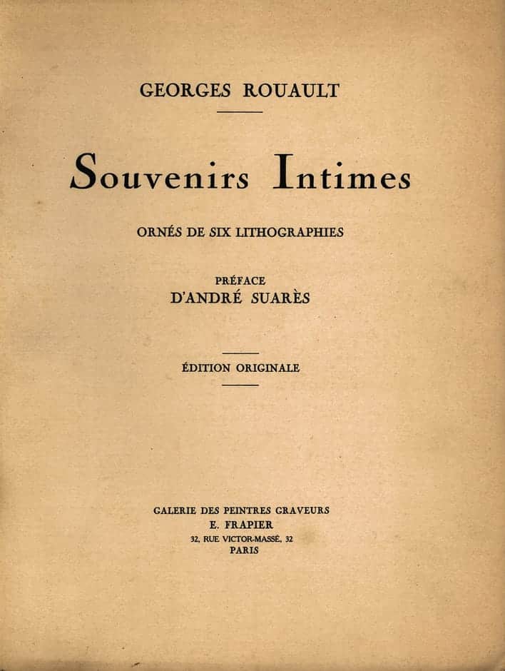 Cover of Souvenirs Intimes, 1926